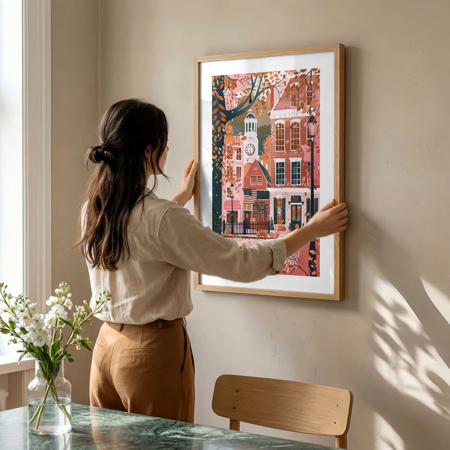 Philadelphia Watercolor Poster — Independence Hall & Liberty Bell Rolled Wall Art