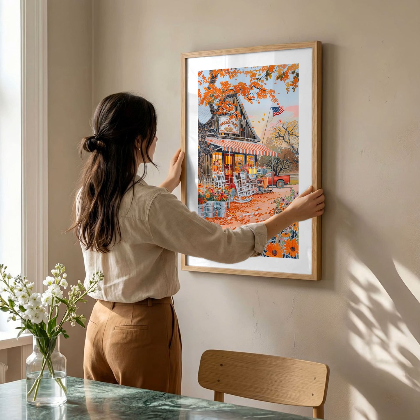 Texas Hill Country Rolled Poster — Rustic Café General Store Travel Art