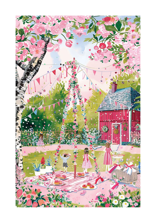 Midsommar Watercolor Rolled Poster — Swedish Summer Celebration Wall Art
