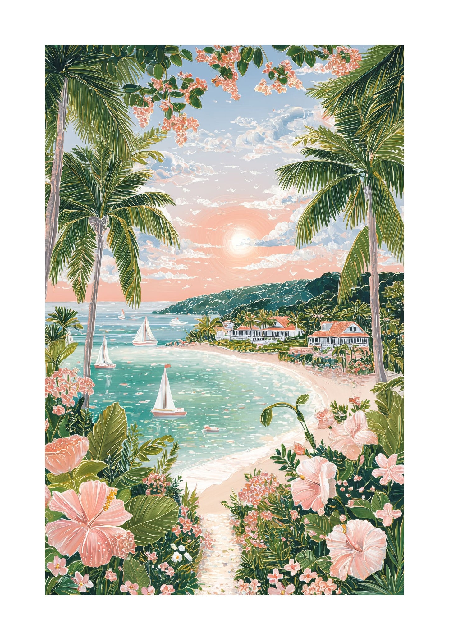 Negril Seven Mile Beach Poster — Jamaica Tropical Paradise Wall Art