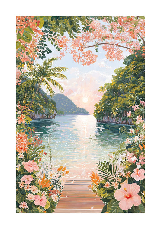 Frenchman's Cove Jamaica Tropical Beach Wall Art, Port Antonio Travel Print