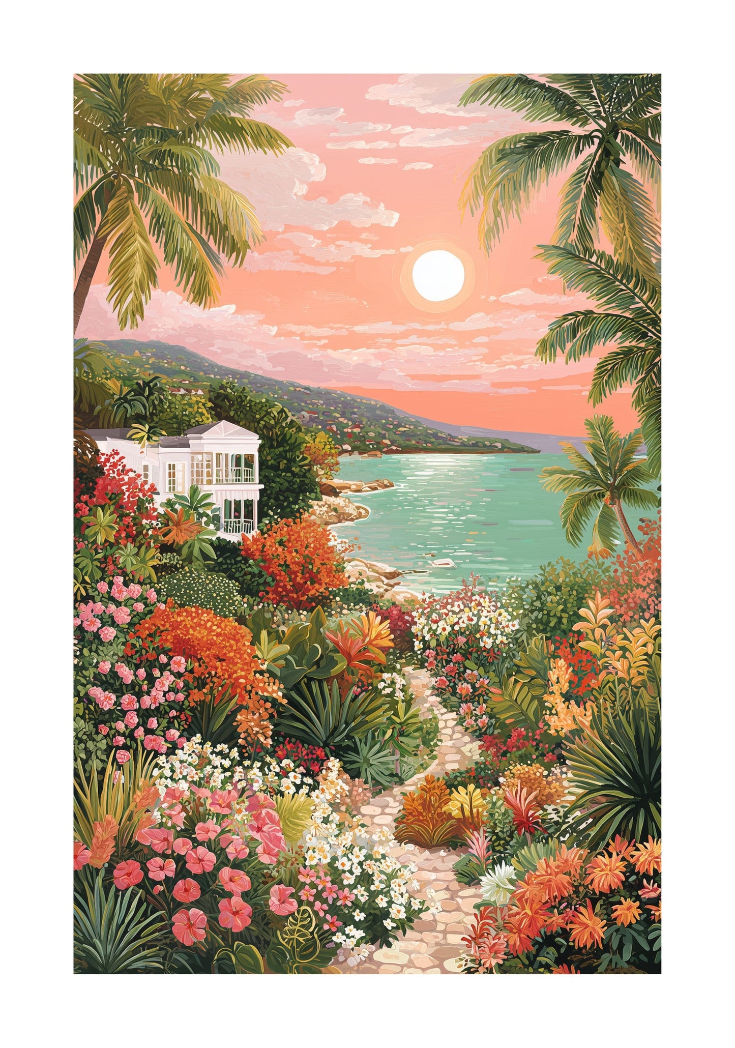 Ocho Rios Jamaica Poster — Caribbean Coastal Beach Wall Art