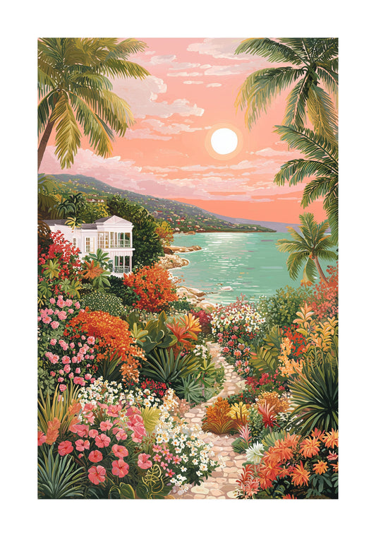 Ocho Rios Jamaica Poster — Caribbean Coastal Beach Wall Art