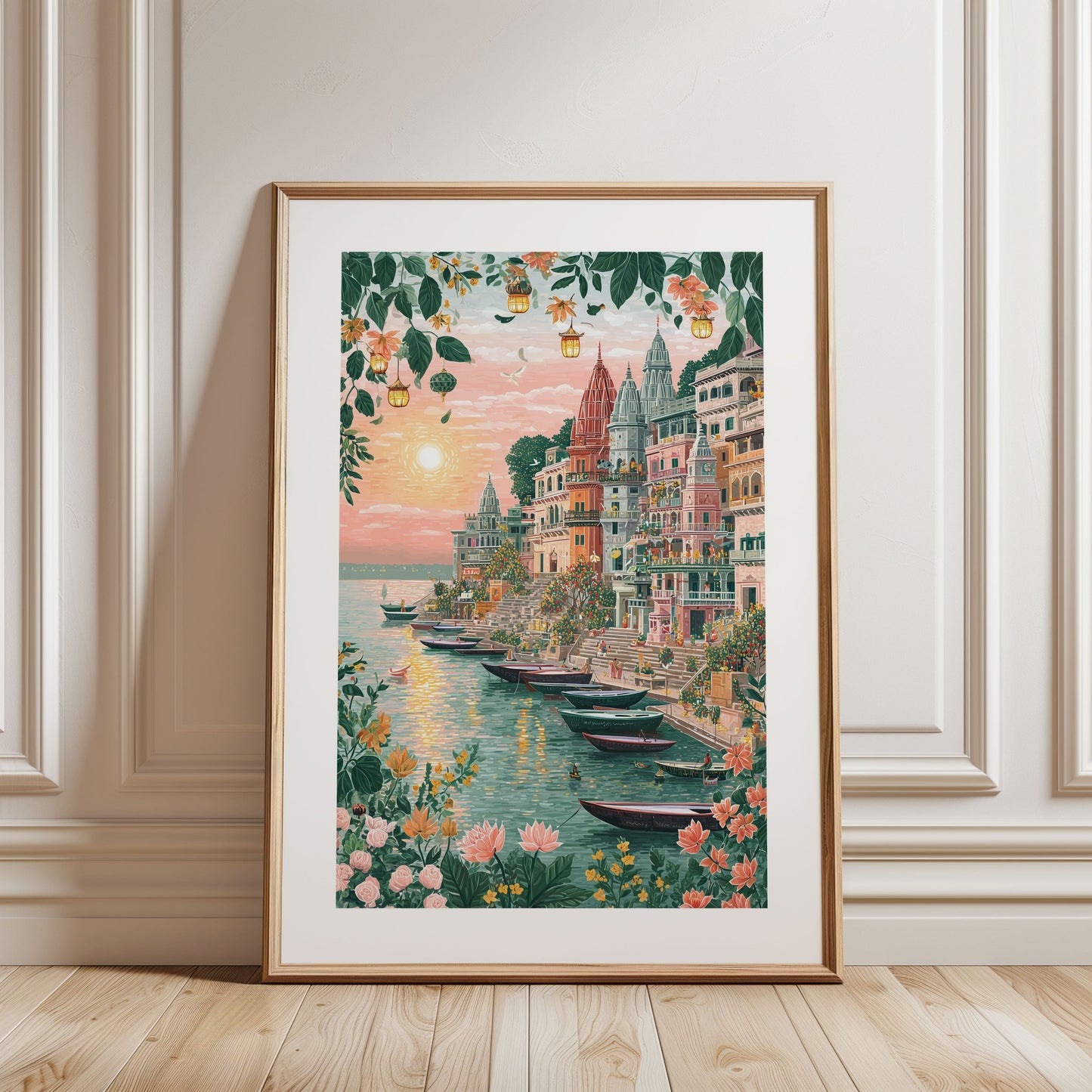 Varanasi India Poster — Ganges River Wall Art (Banaras Ghats Travel Print)