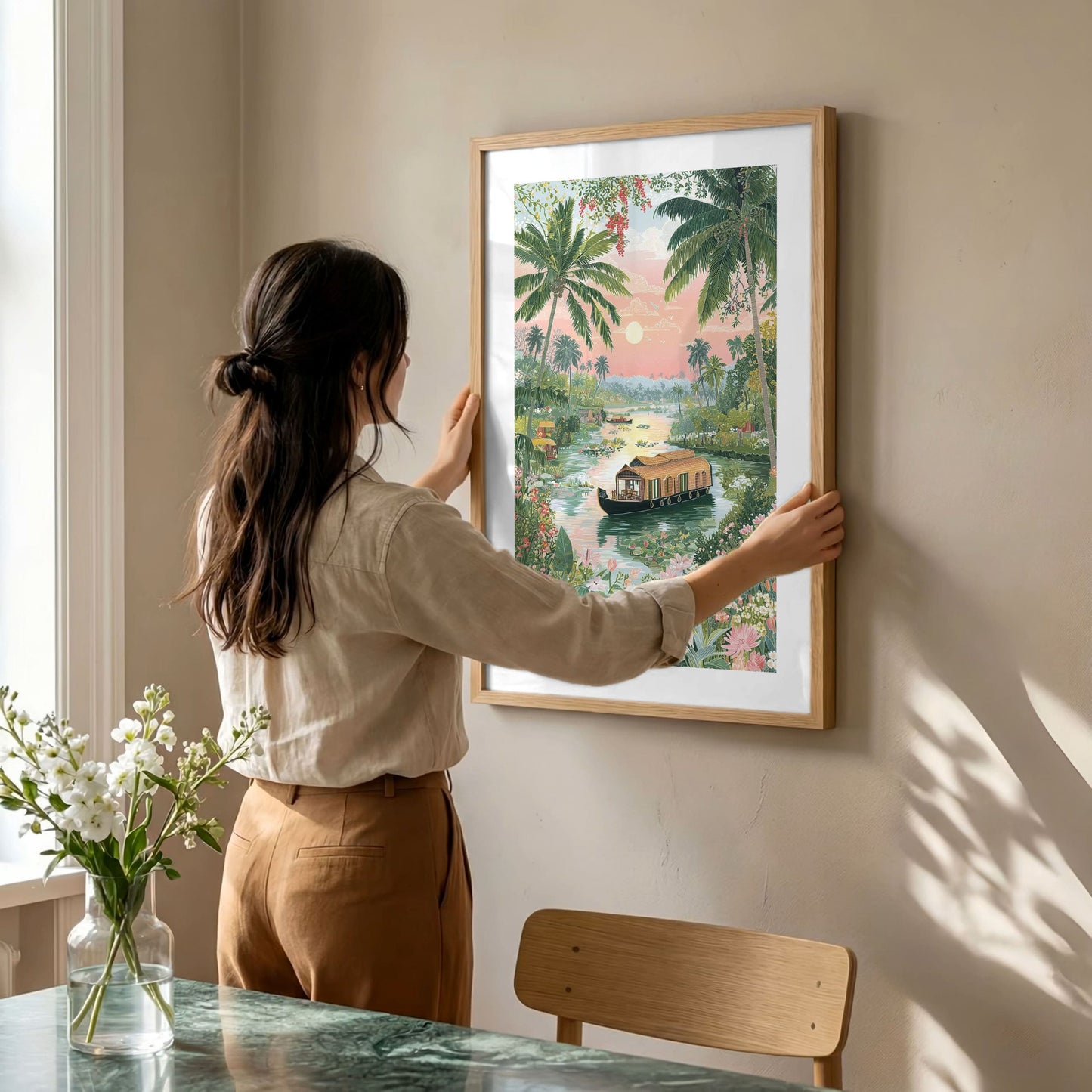 Kerala Backwaters Poster — Alleppey Houseboat Travel Print