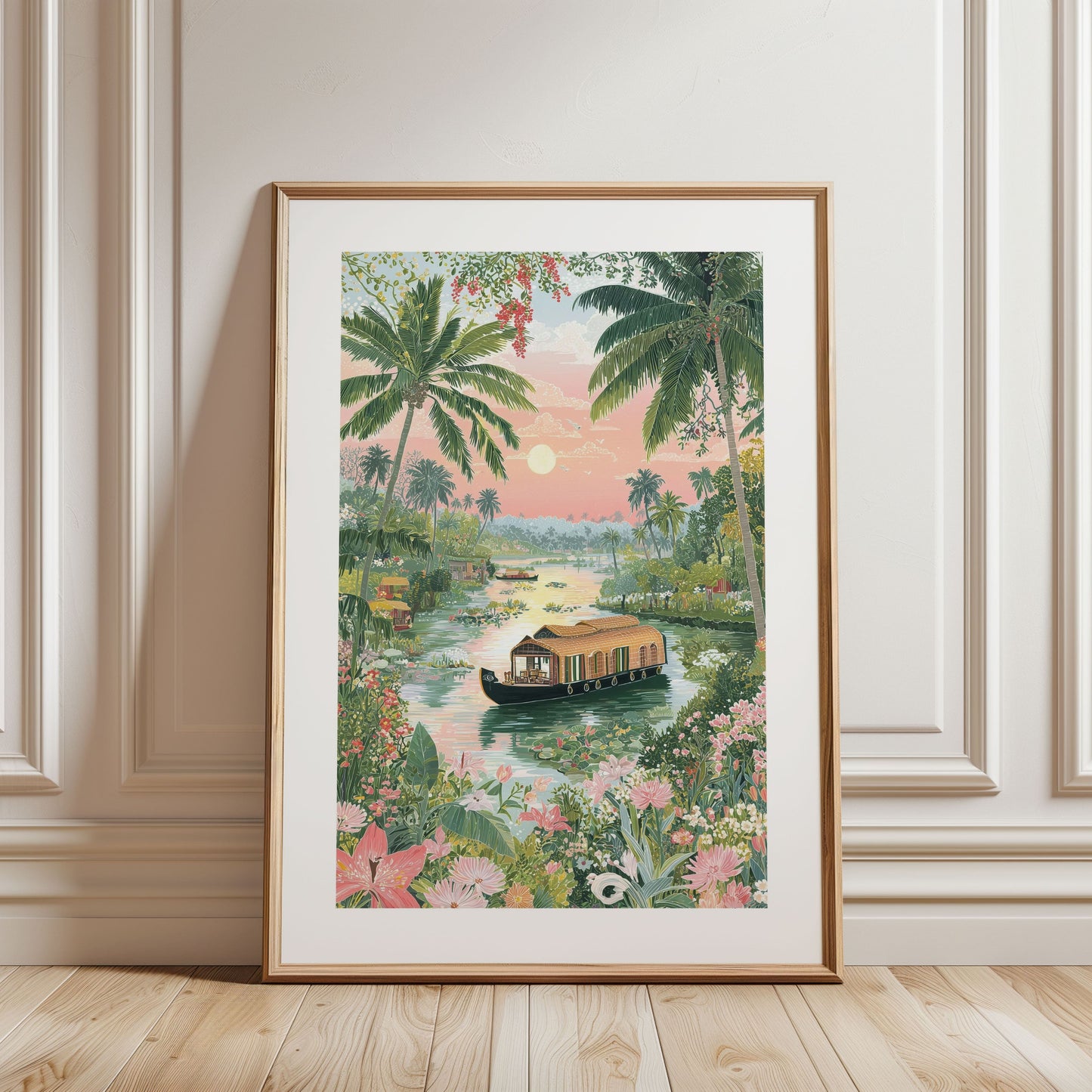 Kerala Backwaters Poster — Alleppey Houseboat Travel Print