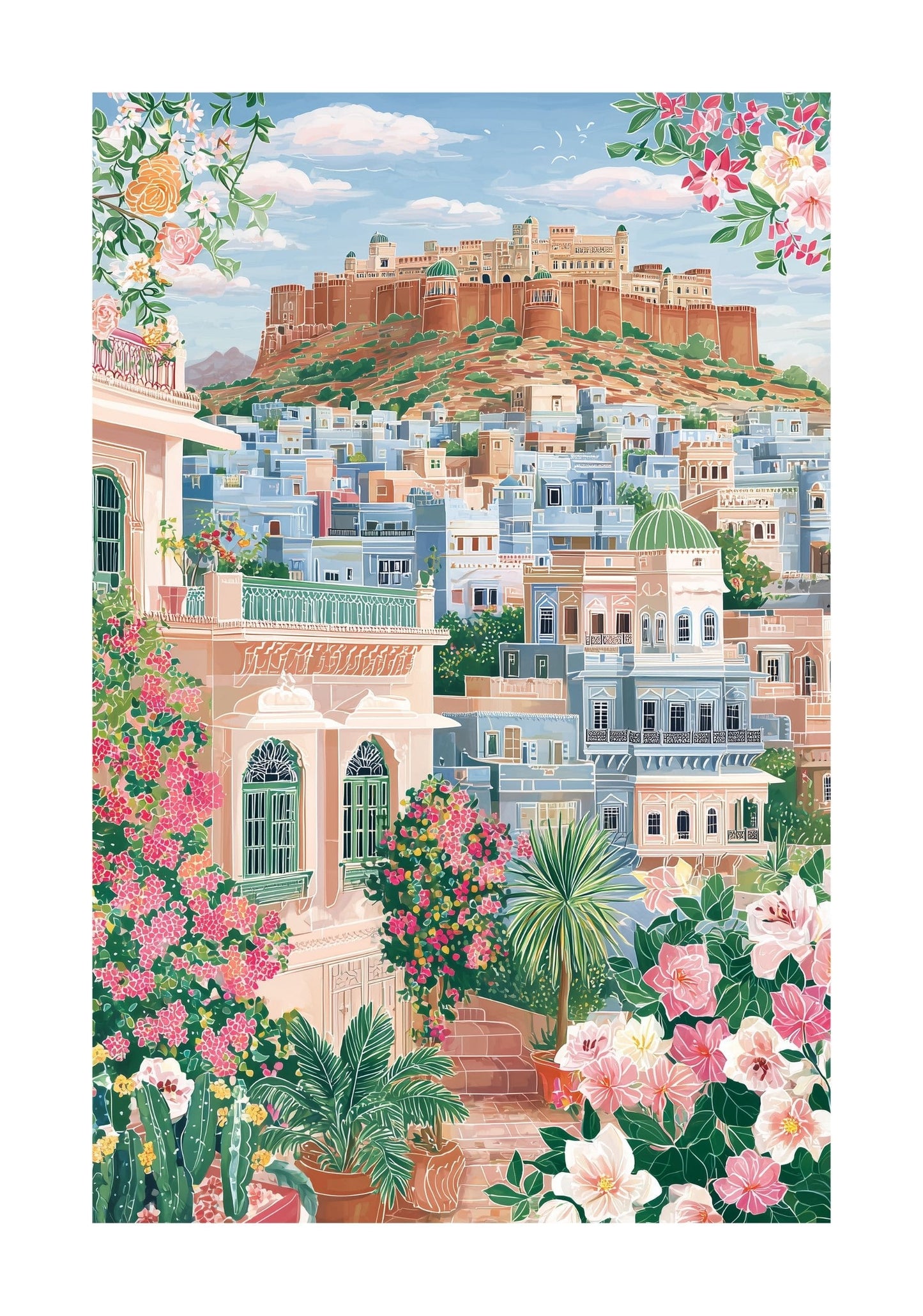 Jodhpur Blue City Poster — Mehrangarh Fort Travel Art Print