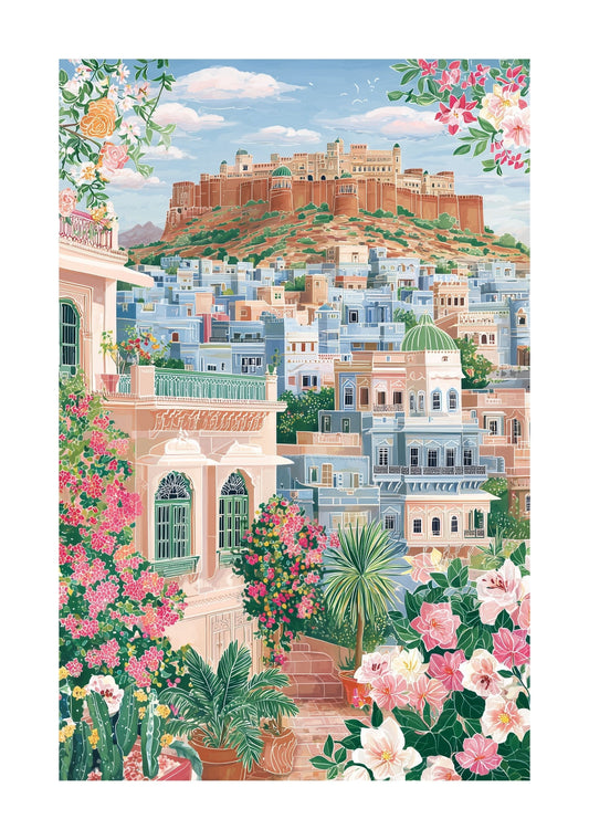 Jodhpur Blue City Poster — Mehrangarh Fort Travel Art Print
