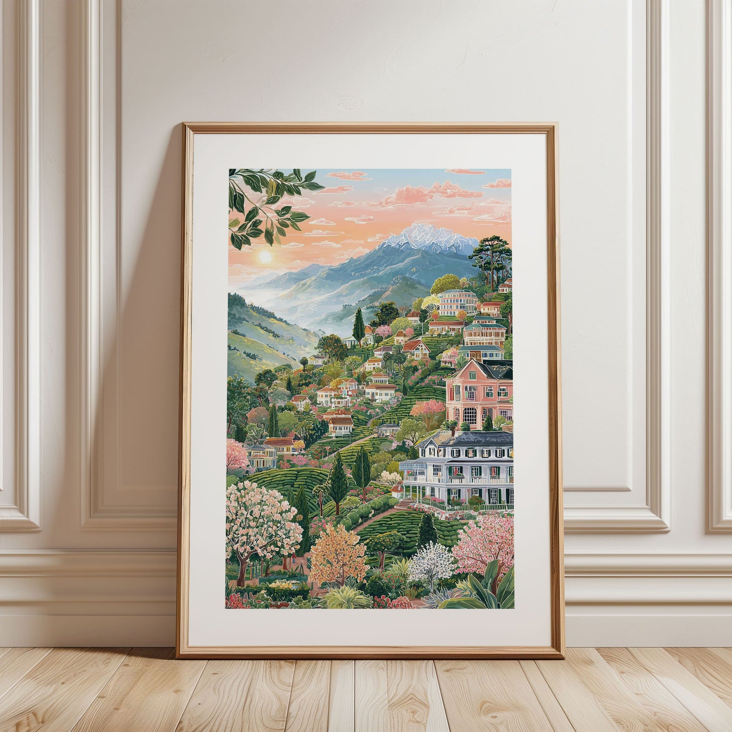 Darjeeling Tea Plantation Poster — Himalayan Mountain & Tea Garden Wall Art