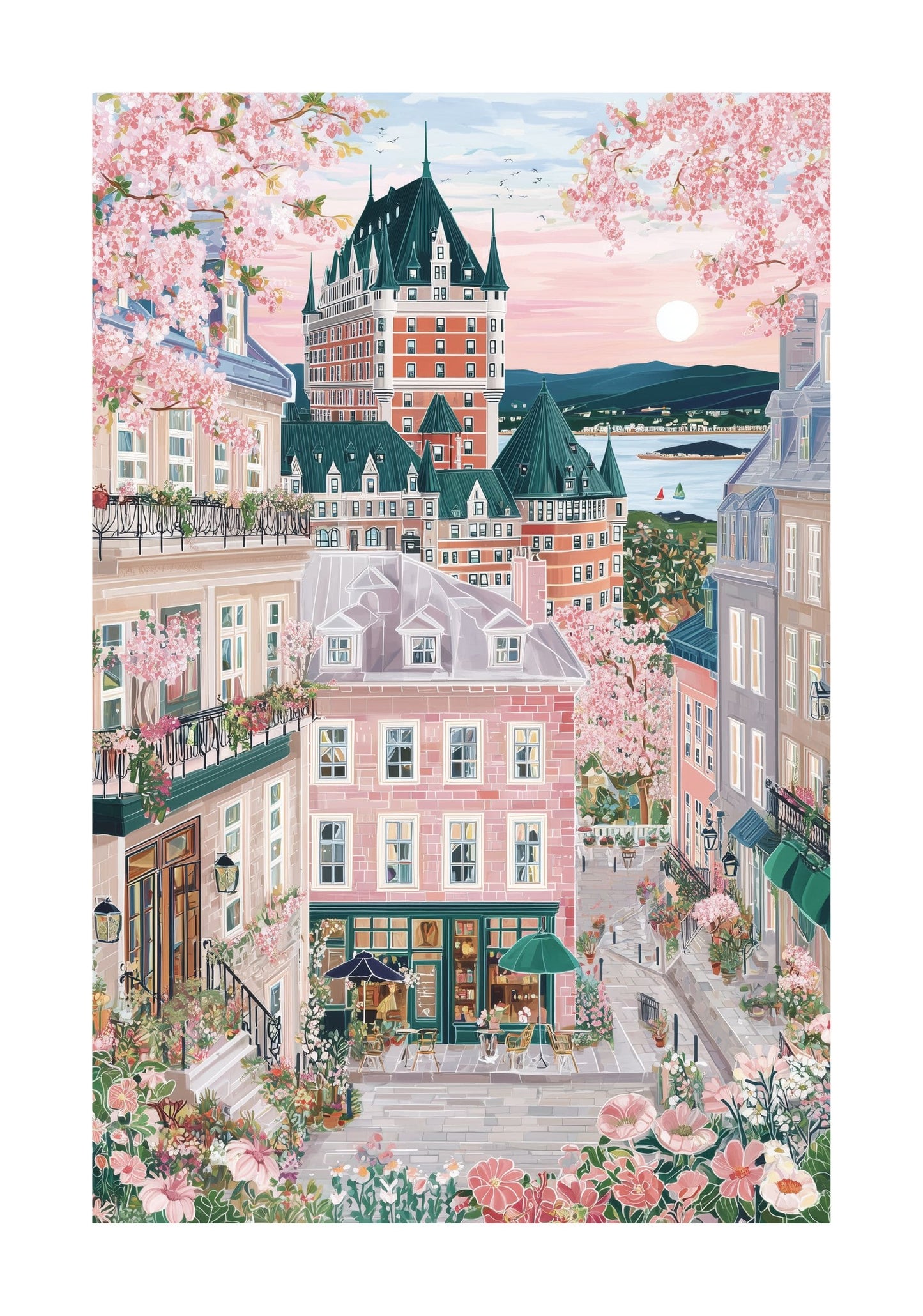 Quebec City Poster — Chateau Frontenac Travel Print (Old Quebec Wall Art)