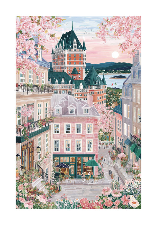 Quebec City Poster — Chateau Frontenac Travel Print (Old Quebec Wall Art)