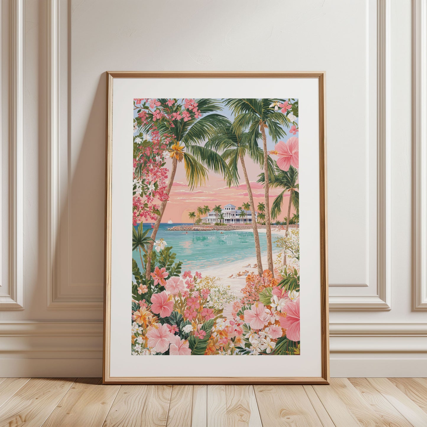 Aruba Beach Poster — Tropical Aruba Wall Art, Palm Beach Caribbean Travel Print