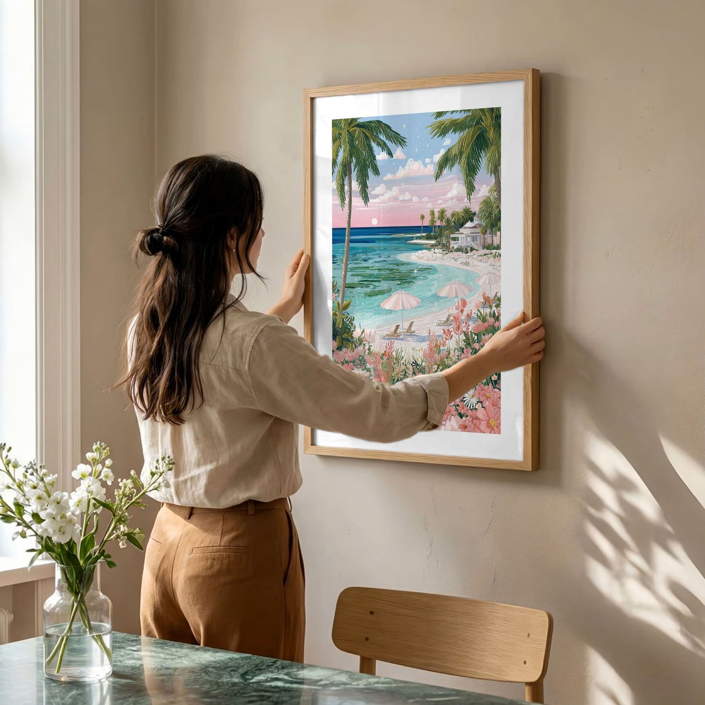 Turks and Caicos Grace Bay Beach Poster — Tropical Coastal Wall Art Travel Print