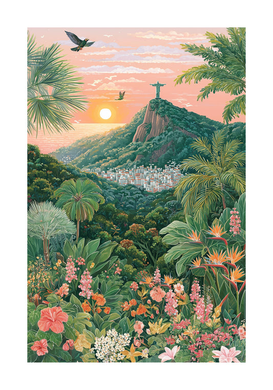 Rio de Janeiro Poster — Tropical Rio de Janeiro Sunset Print