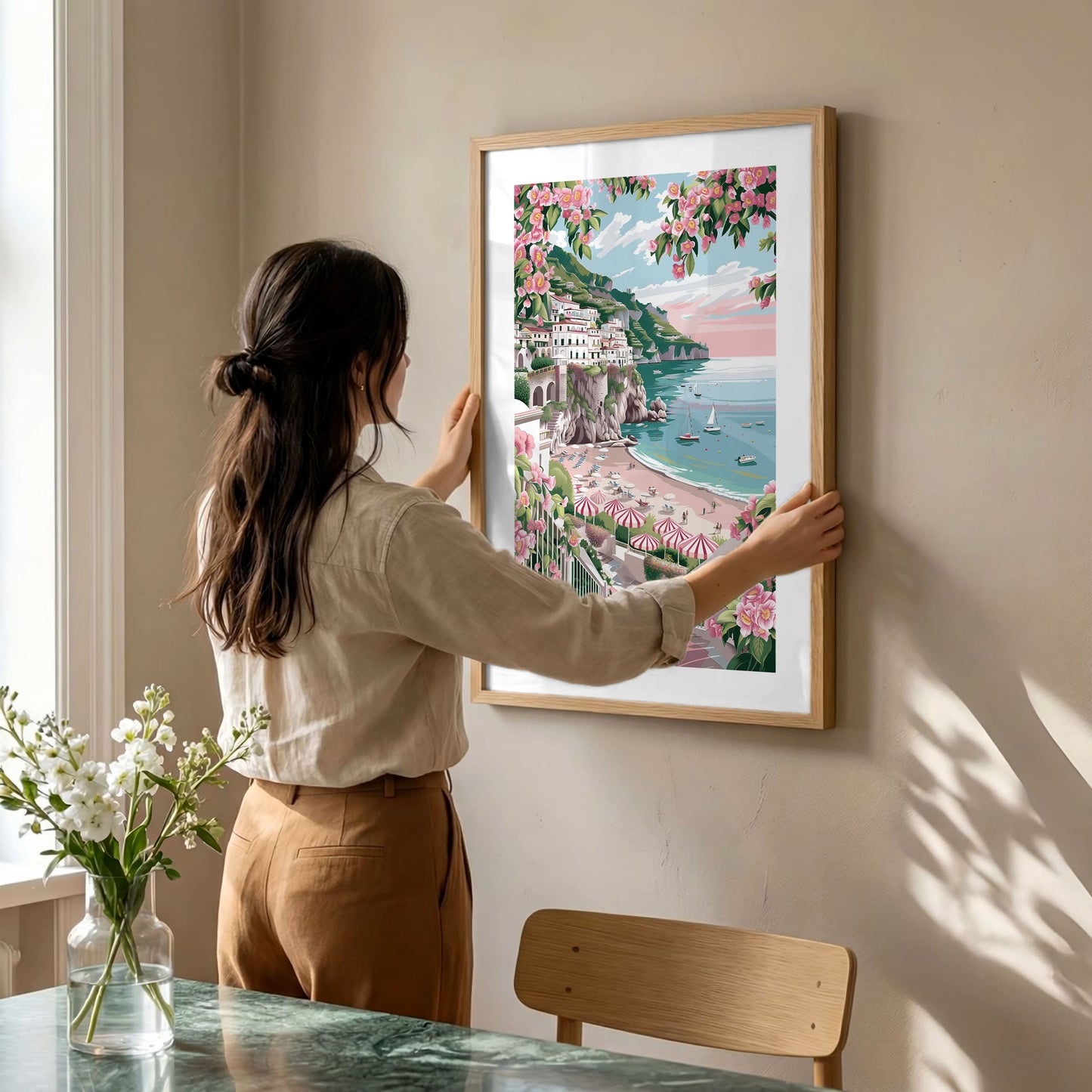 Amalfi Coast Beach Poster — Amalfi-Inspired Rolled Wall Art