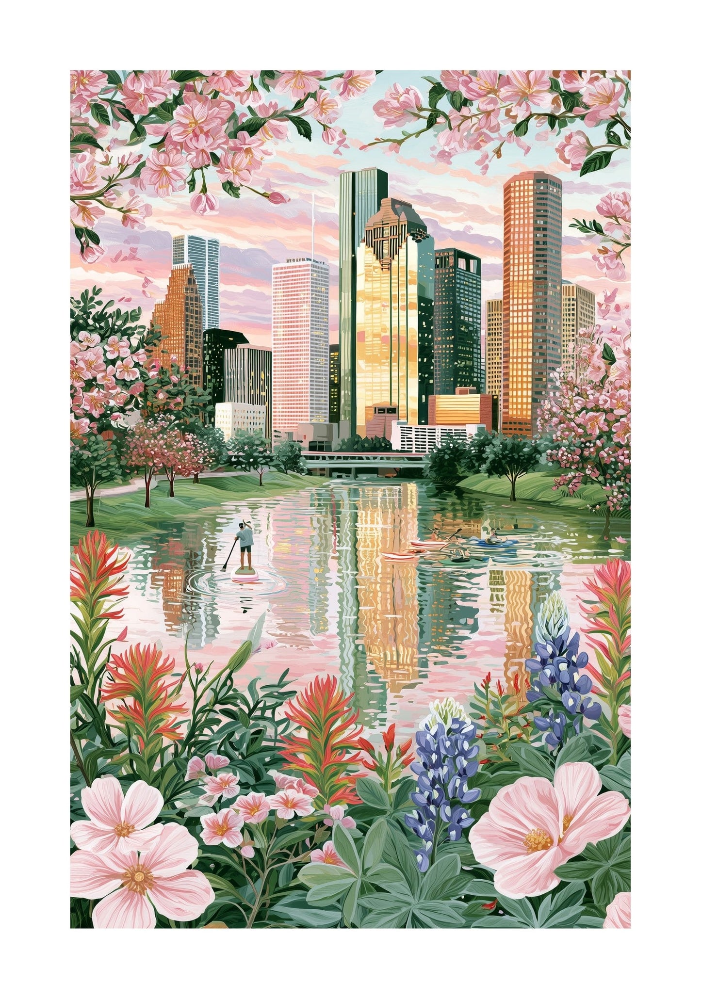 Houston Texas Travel Poster -  Buffalo Bayou Poster