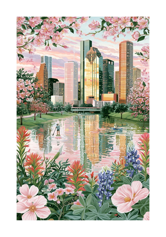 Houston Texas Travel Poster -  Buffalo Bayou Poster