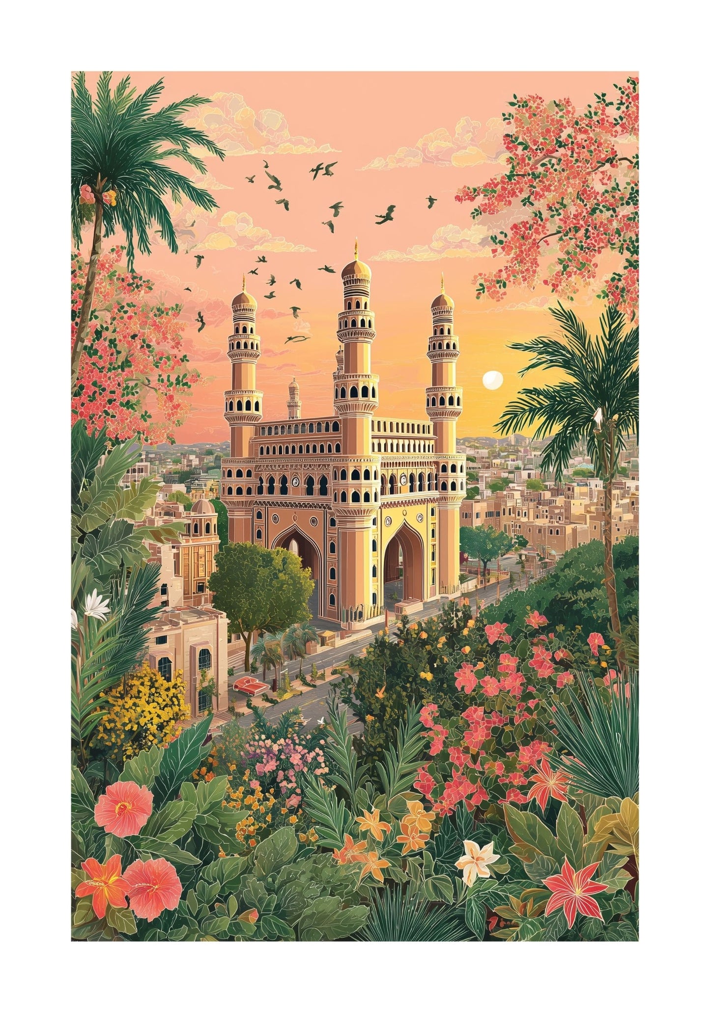 Hyderabad India Travel Poster - Charminar Wall Art