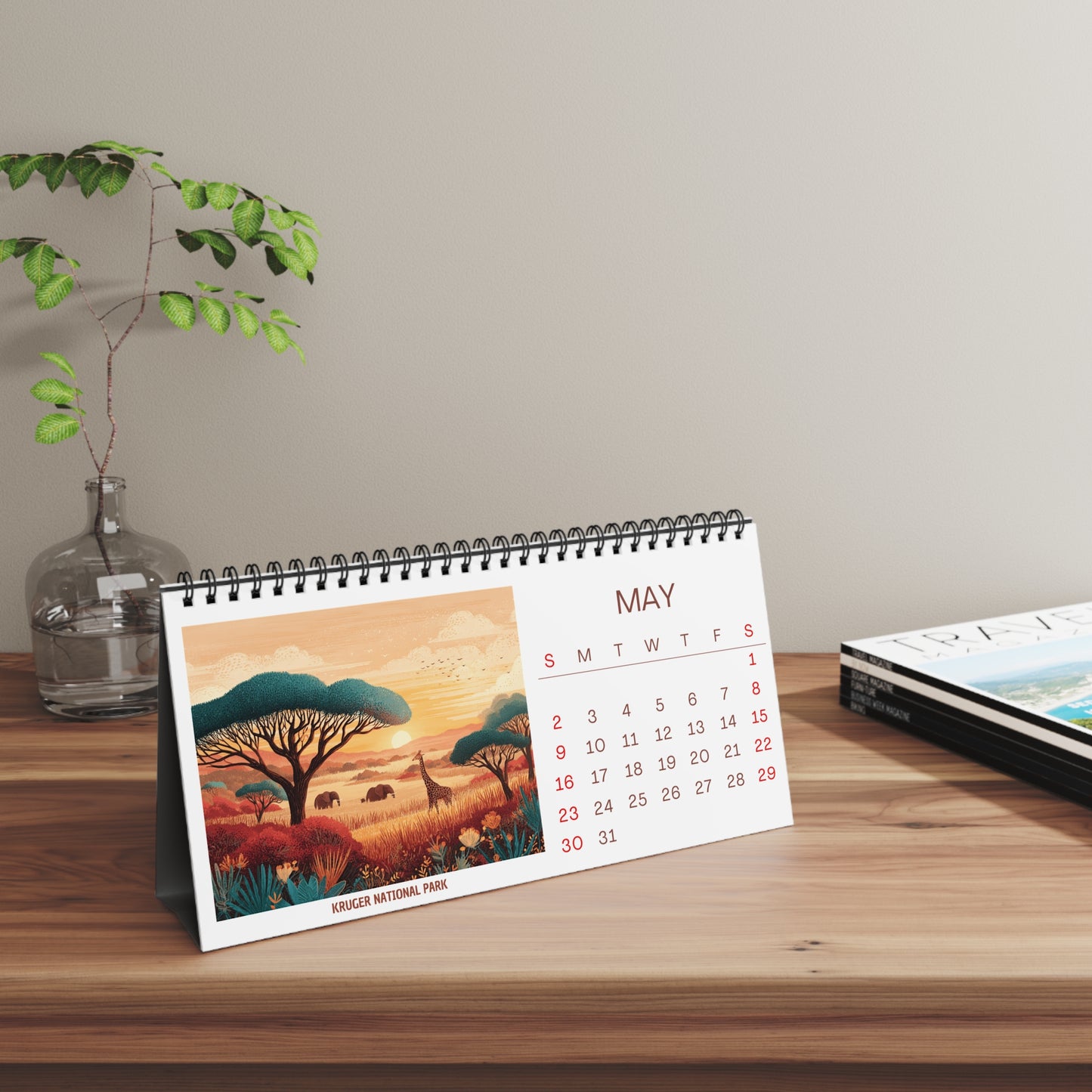 2027 South Africa Desktop Calendar — Scenic Monthly Planner