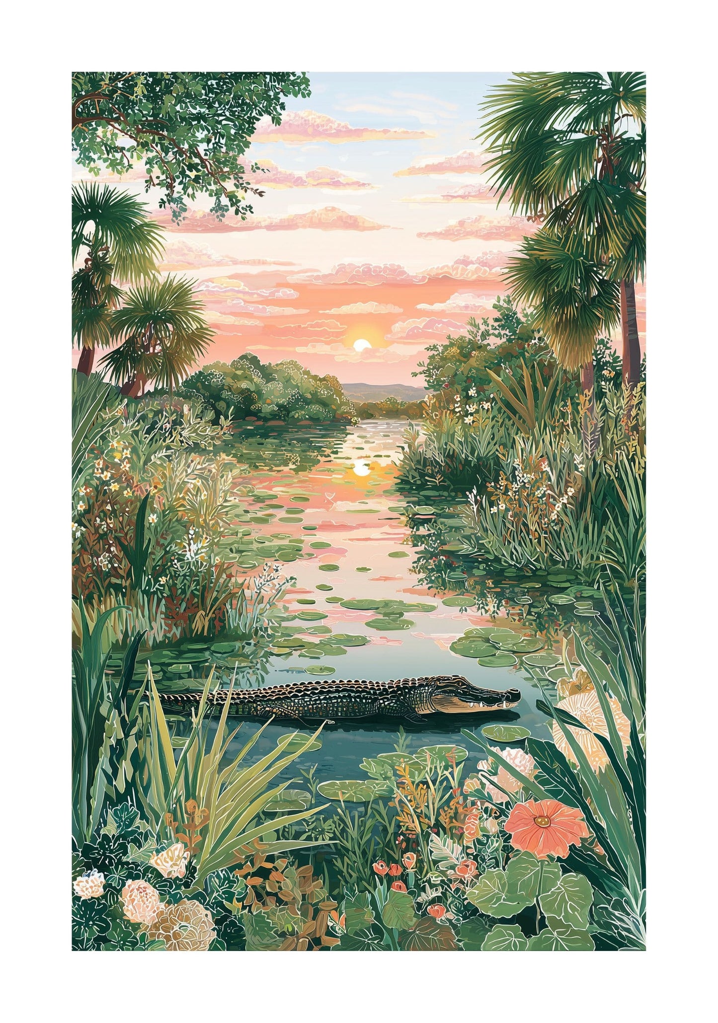 Everglades National Park Poster – Florida Wetlands Wall Art, Sunset Nature Travel Print