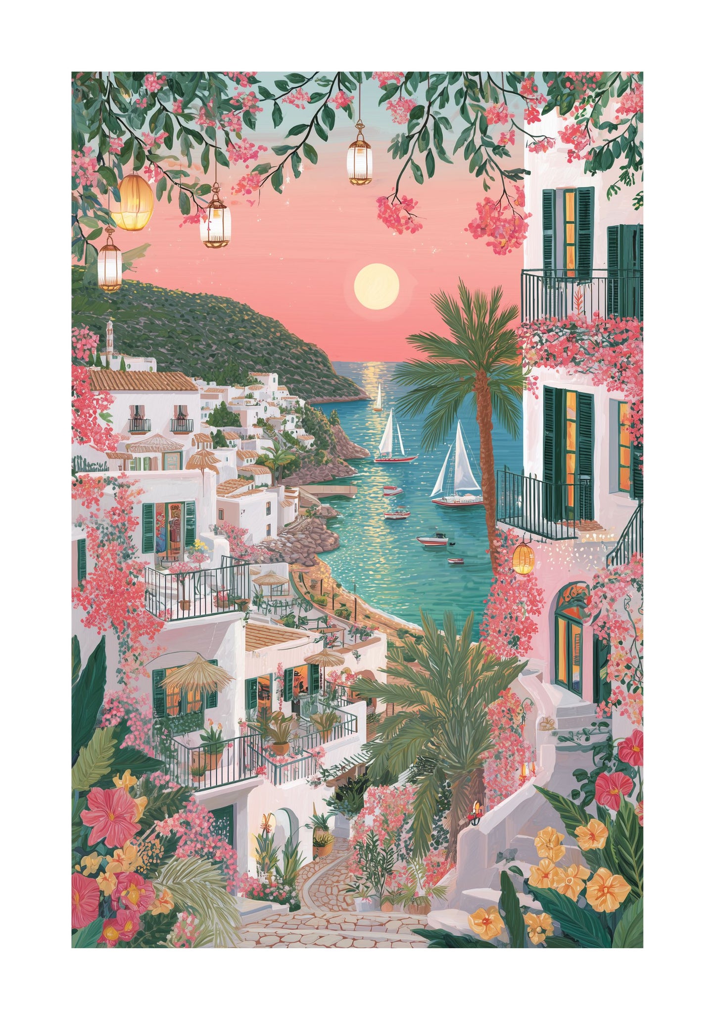 Ibiza Coastal Poster — Mediterranean Beach Wall Art