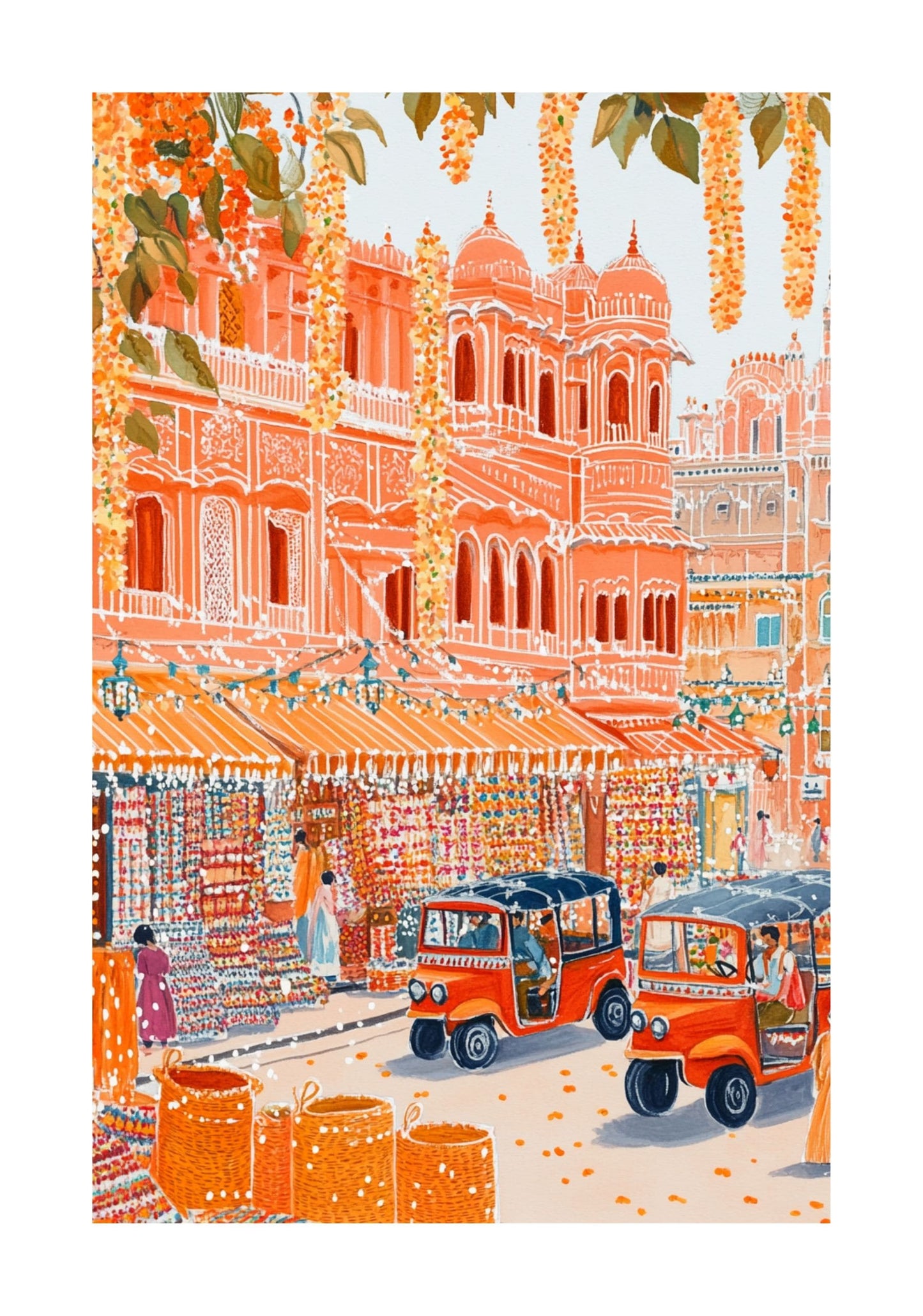 Jaipur India Wall Art – Pink City Street Poster, Indian Travel Print, Vibrant Cultural Decor