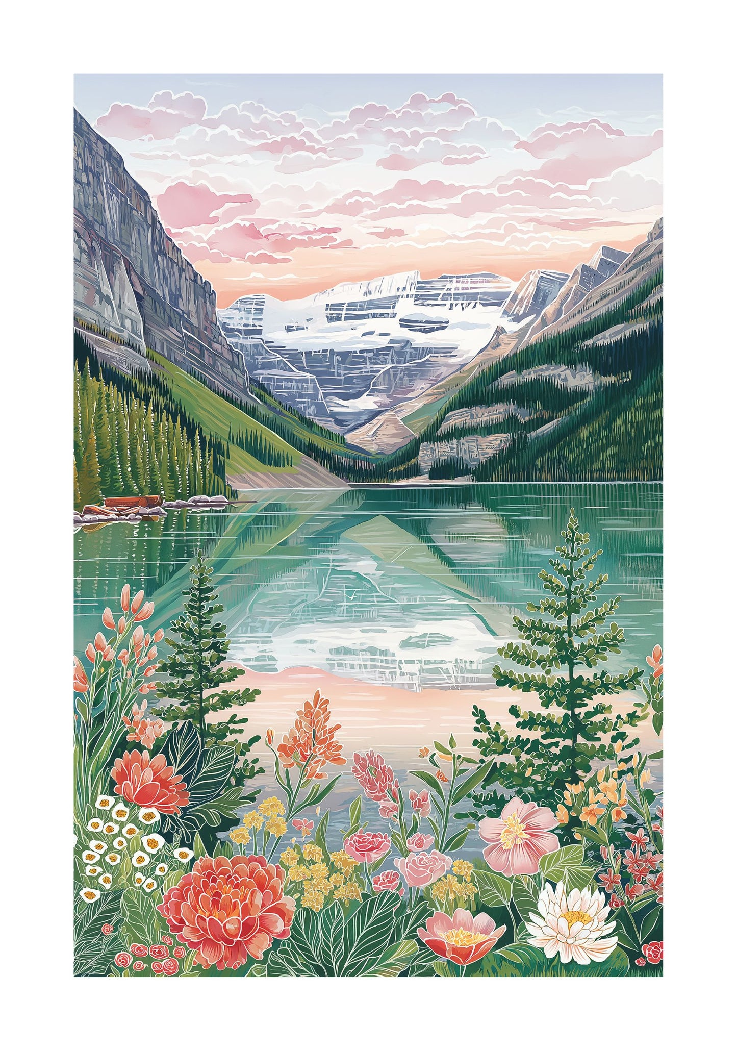 Lake Louise Banff Poster – Canadian Rockies Wall Art, Mountain Landscape Travel Print