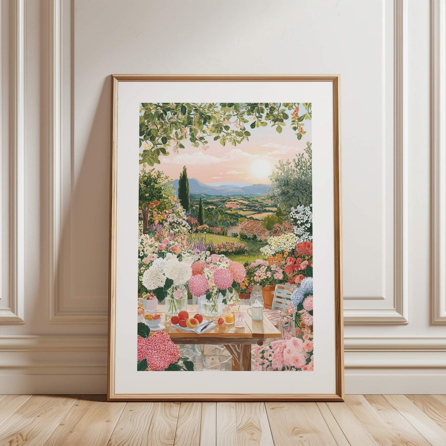 Provence Summer Garden Poster – Mediterranean Landscape Wall Art, Vintage Floral Travel Print